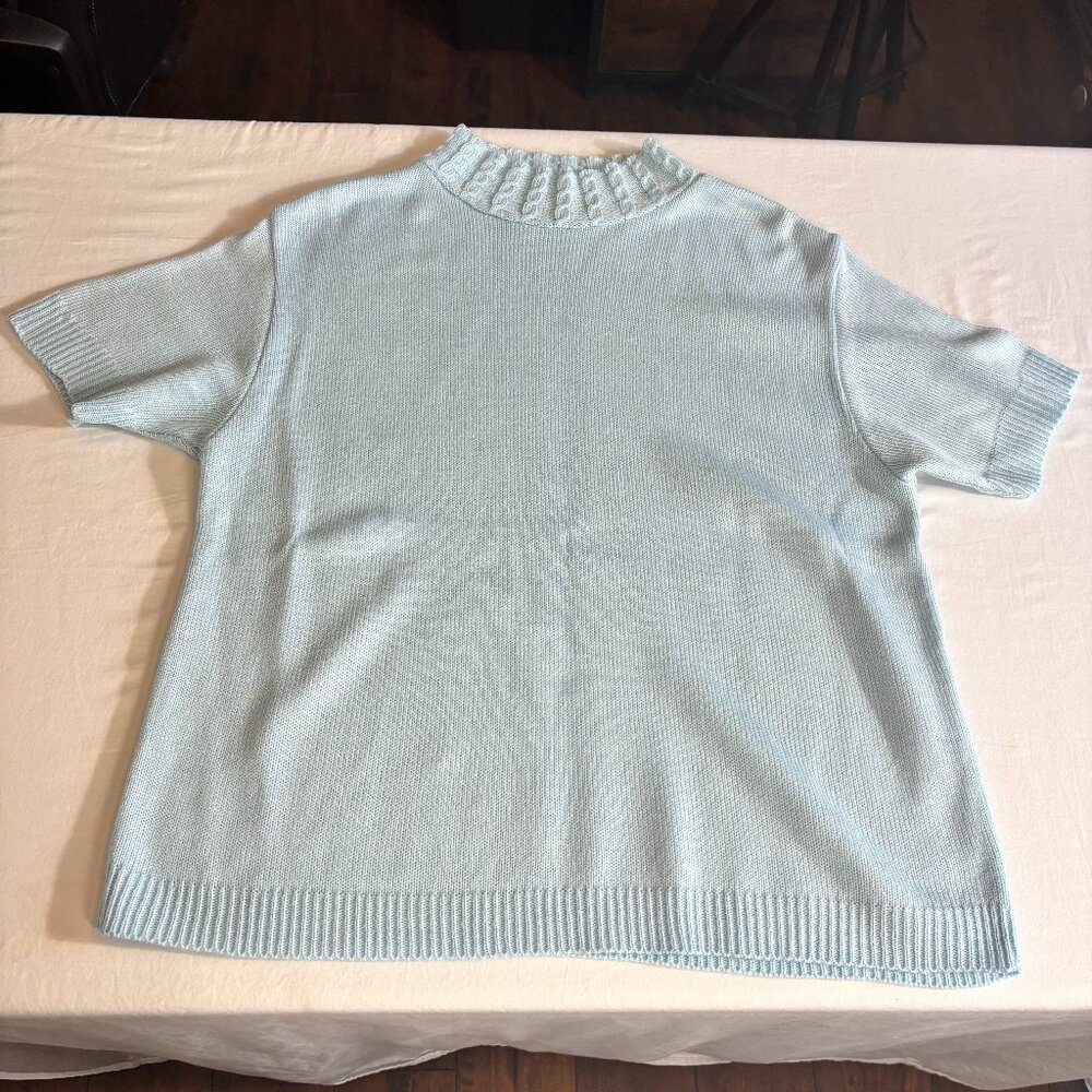 Baby Blue Short-Sleeve Knit Sweater